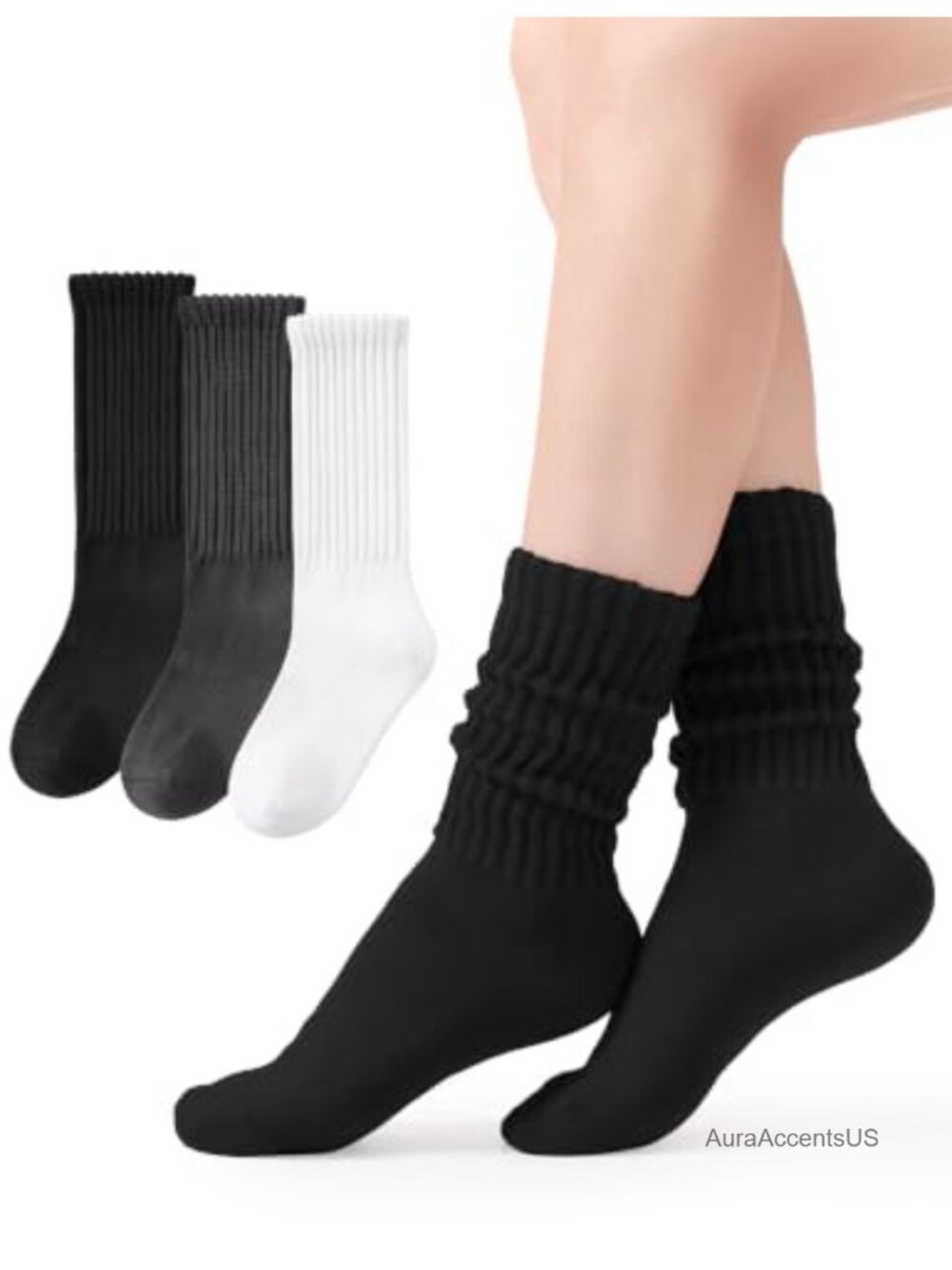 Women's Warm Cotton Slouch Scrunch Boot Socks 3 Pairs